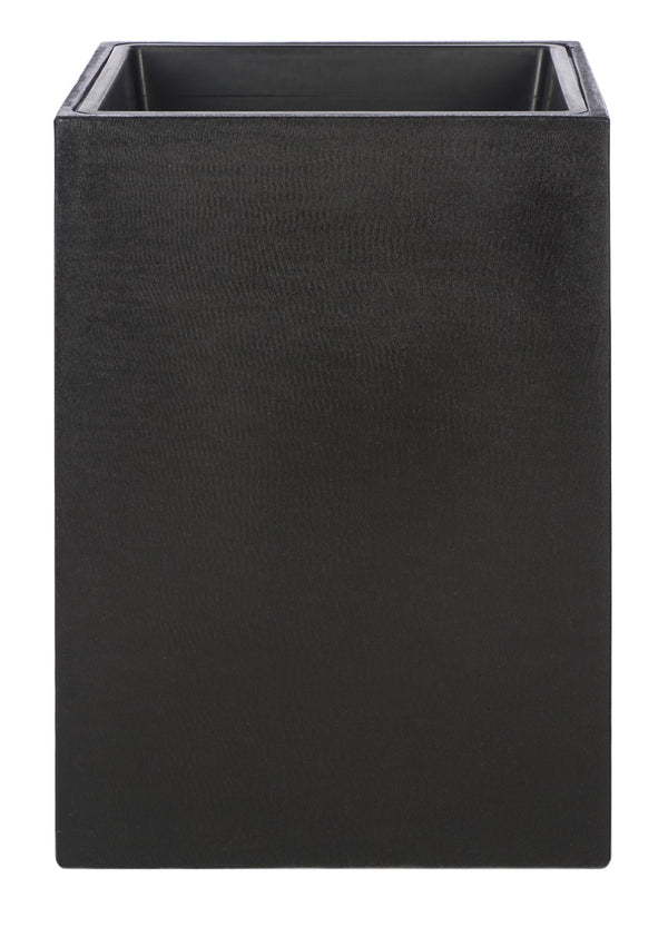 Safavieh KENDRI Modern Black Stone Planter - Cubist Design for Outdoor Patios & Stylish Landscapes, 24" High PAT1521A