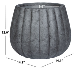 Safavieh KASTON Dark Grey Planter - Modern Textured Design for Outdoor Spaces, Perfect for Medium Plants PAT1522A