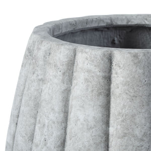 Safavieh KASTON Planter - Modern Light Grey Concrete with Textured Ripple Design for Outdoor Spaces PAT1522B