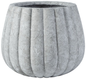 Safavieh KASTON Planter - Modern Light Grey Concrete with Textured Ripple Design for Outdoor Spaces PAT1522B