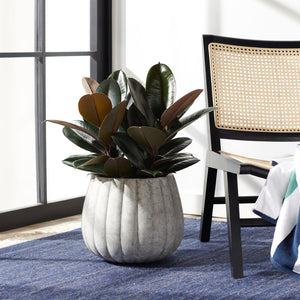 Safavieh KASTON Planter - Modern Light Grey Concrete with Textured Ripple Design for Outdoor Spaces PAT1522B