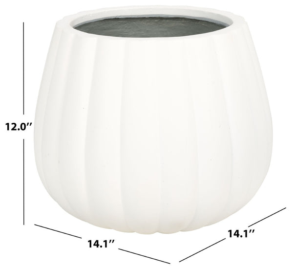 Safavieh KASTON Planter - Stylish White Concrete Planter with Textured Design for Outdoor Spaces & Plants PAT1522C