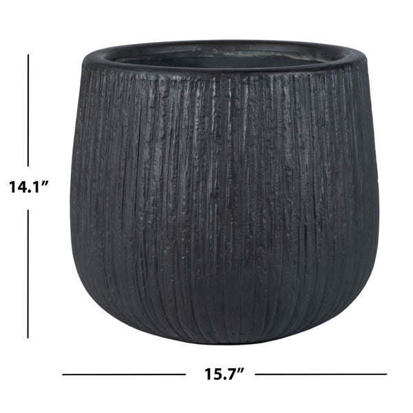 Safavieh FRANCIA Planter - Durable Concrete Vessel with Bark-Like Texture for Timeless Outdoor Elegance Black PAT1523A