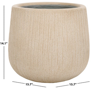 Safavieh Francia Planter - Timeless Antique Finish With Bark Texture For Stunning Outdoor Decor & Style Beige Concrete Ficonstone Pat1523b