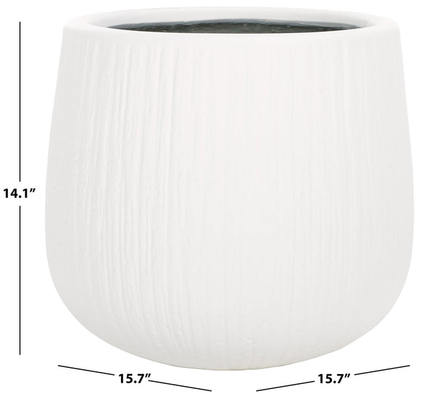 Safavieh Francia Planter - Timeless Antique Finish With Bark Texture For Stunning Outdoor Decor & Style White Concrete Ficonstone Pat1523c