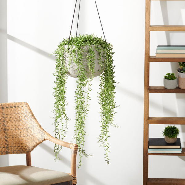 Safavieh RANCER Planter - Modern Concrete Design with Jute Rope for Indoor/Outdoor Plant Display and Decor Light Grey PAT1527B
