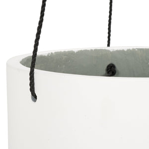 Safavieh Rancer Planter - Elegant White Hanging Decor With Natural Jute Rope For Stunning Outdoor Spaces White Concrete Ficonstone Pat1527c