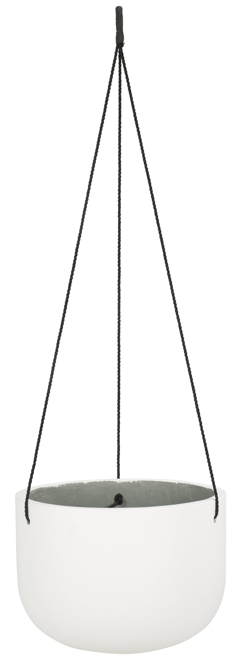 Safavieh Rancer Planter - Elegant White Hanging Decor With Natural Jute Rope For Stunning Outdoor Spaces White Concrete Ficonstone Pat1527c