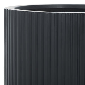 Safavieh Lucca Large Planter Set Of 2 – Elegant Vertical Stripe Design For Indoor And Outdoor Elegance Black Cement Pat1532a-set2