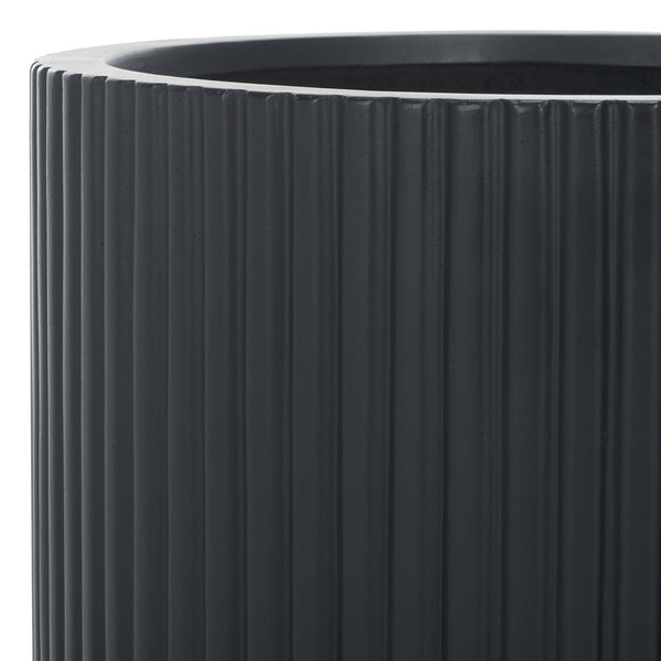 Safavieh Lucca Large Planter Set Of 2 – Elegant Vertical Stripe Design For Indoor And Outdoor Elegance Black Cement Pat1532a-set2