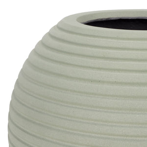Mora Sculptural Planter In Muted Green Finish — Durable Ficonstone Sphere Pot For Indoor/Outdoor DéCor