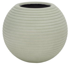 Mora Sculptural Planter In Muted Green Finish — Durable Ficonstone Sphere Pot For Indoor/Outdoor DéCor