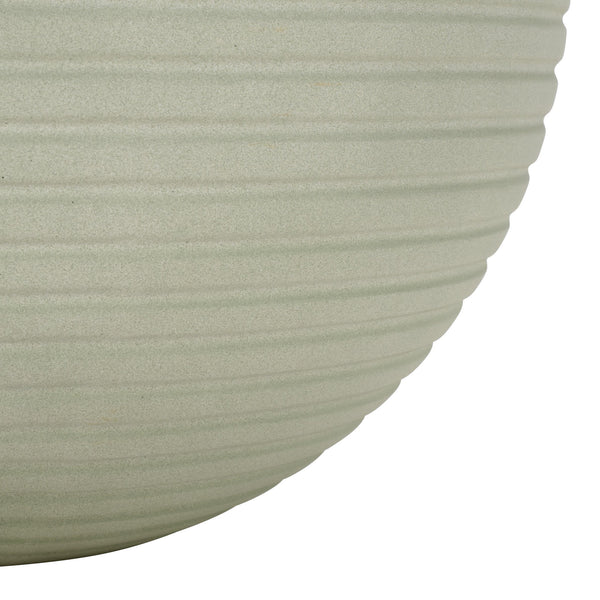Mora Sculptural Planter In Muted Green Finish — Durable Ficonstone Sphere Pot For Indoor/Outdoor DéCor