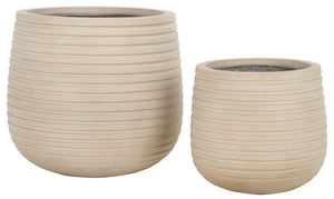 Safavieh JASPER Planter Pot Set - Modern Ficonstone Design for Indoor & Outdoor Greenery - Durable & Stylish Beige PAT1535B-SET2