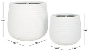 Safavieh JASPER Planter Pot Set - Modern Ficonstone Design for Indoor & Outdoor Greenery - Durable & Stylish White PAT1535C-SET2