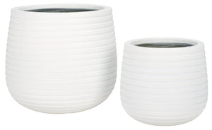 Safavieh JASPER Planter Pot Set - Modern Ficonstone Design for Indoor & Outdoor Greenery - Durable & Stylish White PAT1535C-SET2