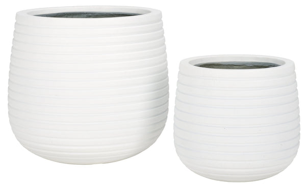 Safavieh JASPER Planter Pot Set - Modern Ficonstone Design for Indoor & Outdoor Greenery - Durable & Stylish White PAT1535C-SET2