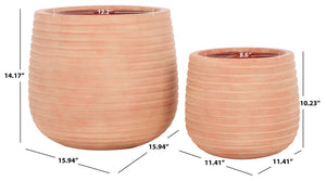 Safavieh JASPER Planter Pot Set - Modern Ficonstone Design for Indoor & Outdoor Greenery - Durable & Stylish Terracotta PAT1535D-SET2