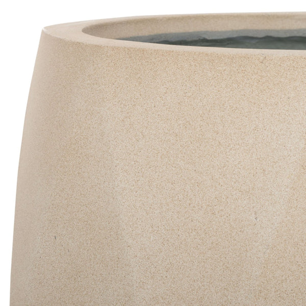 Safavieh KANE Planter Pot - Modern Matte Finish Outdoor Container for Stylish Indoor and Outdoor Spaces Beige PAT1536B-SET2