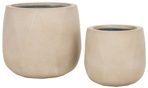 Safavieh KANE Planter Pot - Modern Matte Finish Outdoor Container for Stylish Indoor and Outdoor Spaces Beige PAT1536B-SET2