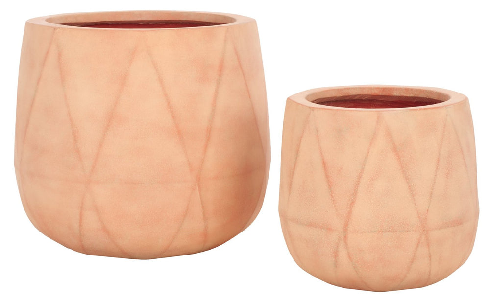 Safavieh KANE Planter Pot - Modern Matte Finish Outdoor Container for Stylish Indoor and Outdoor Spaces Terracotta PAT1536D-SET2