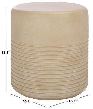 Safavieh Astrid Side Table – Elevate Your Outdoor Space With Sophisticated Ficonstone Design And Durability Beige  Pat1537b