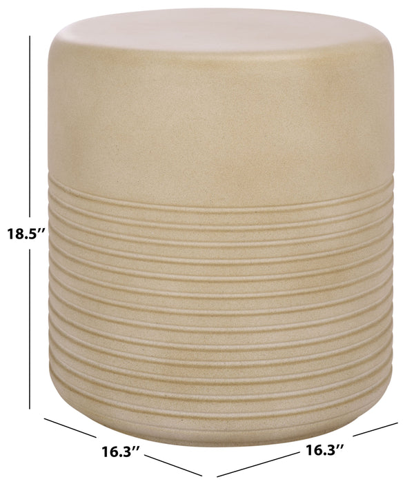 Safavieh Astrid Side Table – Elevate Your Outdoor Space With Sophisticated Ficonstone Design And Durability Beige  Pat1537b