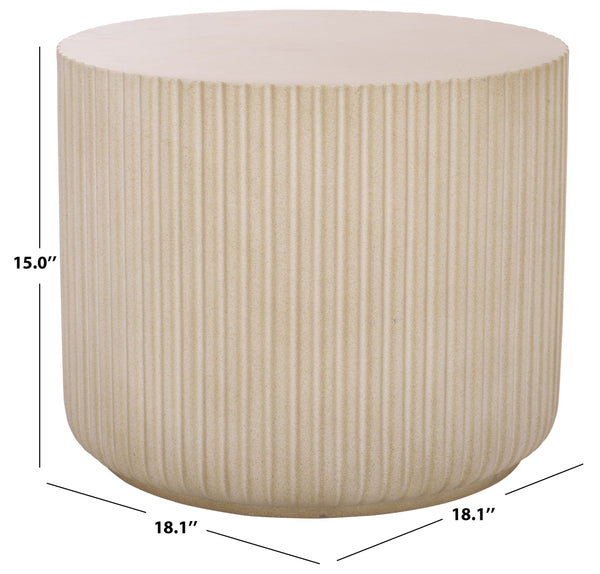 Safavieh Napa Contemporary Outdoor Side Table - Elegant Ficonstone Design For Stylish And Durable Spaces Beige  Pat1540b