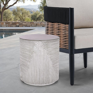 Safavieh Verona Side Table - Elegant White & Grey Ficonstone Outdoor Furniture For Stylish Patios & Gardens White ,Grey  Pat1541a