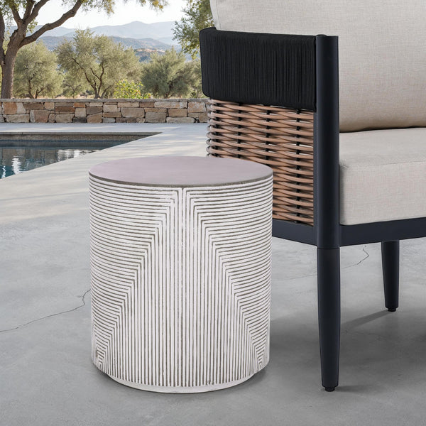 Safavieh Verona Side Table - Elegant White & Grey Ficonstone Outdoor Furniture For Stylish Patios & Gardens White ,Grey  Pat1541a