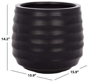 Safavieh Marta Planter Pot - Elegant Black Ficonstone Design For Gardens And Patios, Timeless Appeal Black Ficonstone Pat1542a