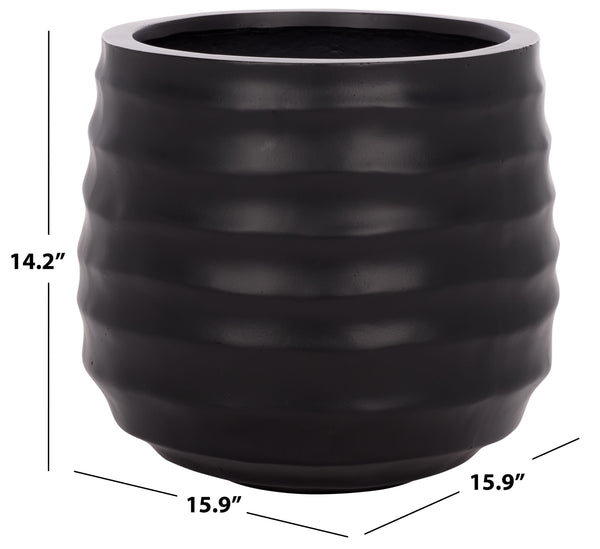 Safavieh Marta Planter Pot - Elegant Black Ficonstone Design For Gardens And Patios, Timeless Appeal Black Ficonstone Pat1542a