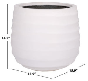 Safavieh Marta Planter Pot - Elegant Black Ficonstone Design For Gardens And Patios, Timeless Appeal White Ficonstone Pat1542c