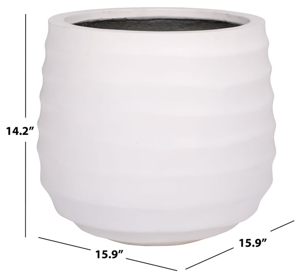 Safavieh Marta Planter Pot - Elegant Black Ficonstone Design For Gardens And Patios, Timeless Appeal White Ficonstone Pat1542c