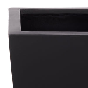 Safavieh Paloma Planter - Contemporary Black Ficonstone Planter For Elegant Outdoor Spaces And Gardens Black Ficonstone Pat1543a