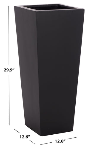 Safavieh Paloma Planter - Contemporary Black Ficonstone Planter For Elegant Outdoor Spaces And Gardens Black Ficonstone Pat1543a