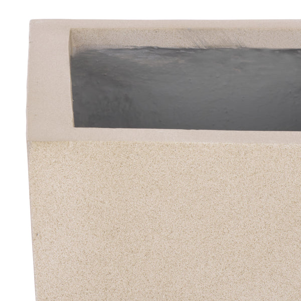 Safavieh Paloma Planter - Contemporary Black Ficonstone Planter For Elegant Outdoor Spaces And Gardens Beige Ficonstone Pat1543b