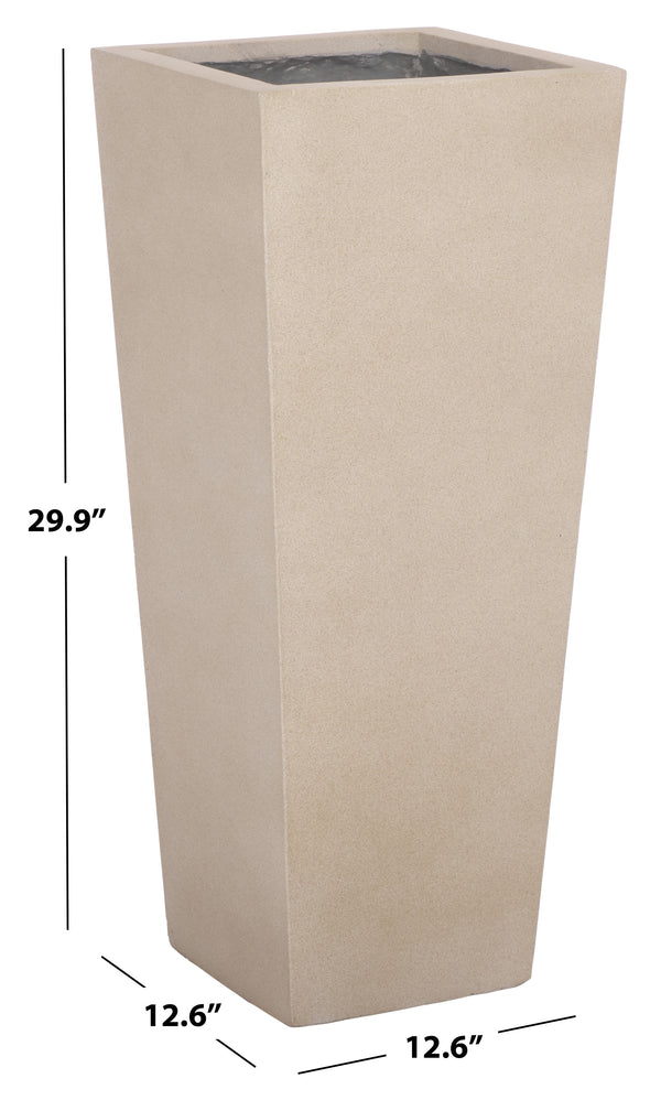 Safavieh Paloma Planter - Contemporary Black Ficonstone Planter For Elegant Outdoor Spaces And Gardens Beige Ficonstone Pat1543b