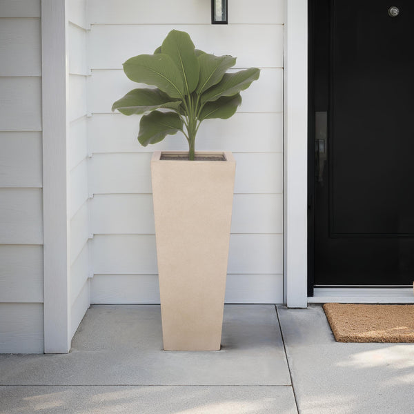 Safavieh Paloma Planter - Contemporary Black Ficonstone Planter For Elegant Outdoor Spaces And Gardens Beige Ficonstone Pat1543b