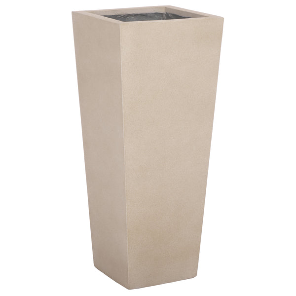 Safavieh Paloma Planter - Contemporary Black Ficonstone Planter For Elegant Outdoor Spaces And Gardens Beige Ficonstone Pat1543b