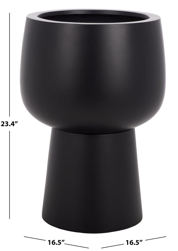 Safavieh Olivia Pedestal Planter - Elegant Black Ficonstone Design For Stunning Outdoor Display And Decor Black Ficonstone Pat1545a