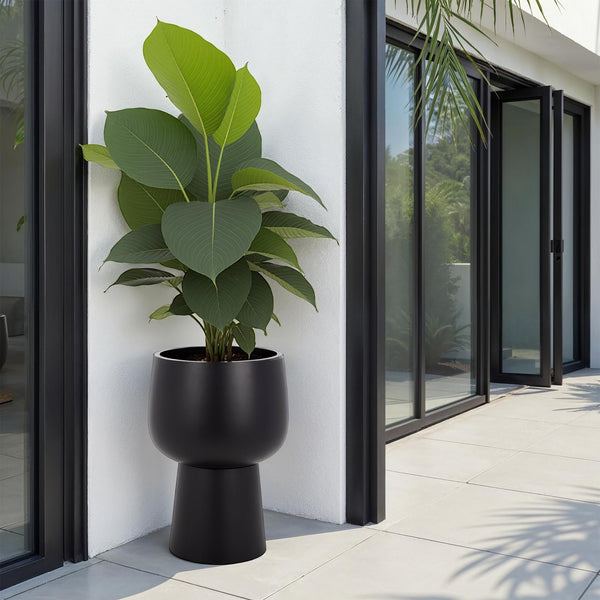 Safavieh Olivia Pedestal Planter - Elegant Black Ficonstone Design For Stunning Outdoor Display And Decor Black Ficonstone Pat1545a