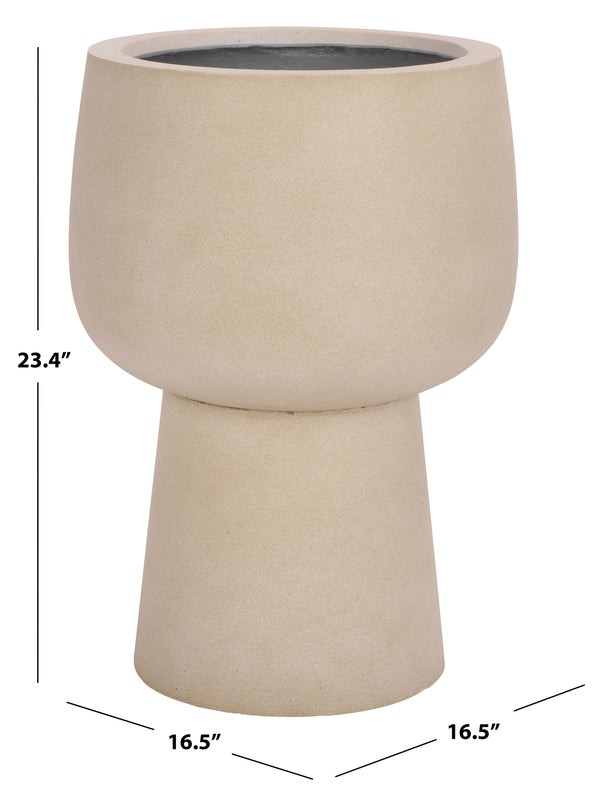 Safavieh Olivia Pedestal Planter - Elegant Black Ficonstone Design For Stunning Outdoor Display And Decor Beige Ficonstone Pat1545b