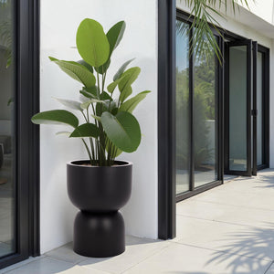Safavieh Ricco Pedestal Planter In Black - Elevate Your Outdoor Space With Modern Design And Durability Black Ficonstone Pat1546a