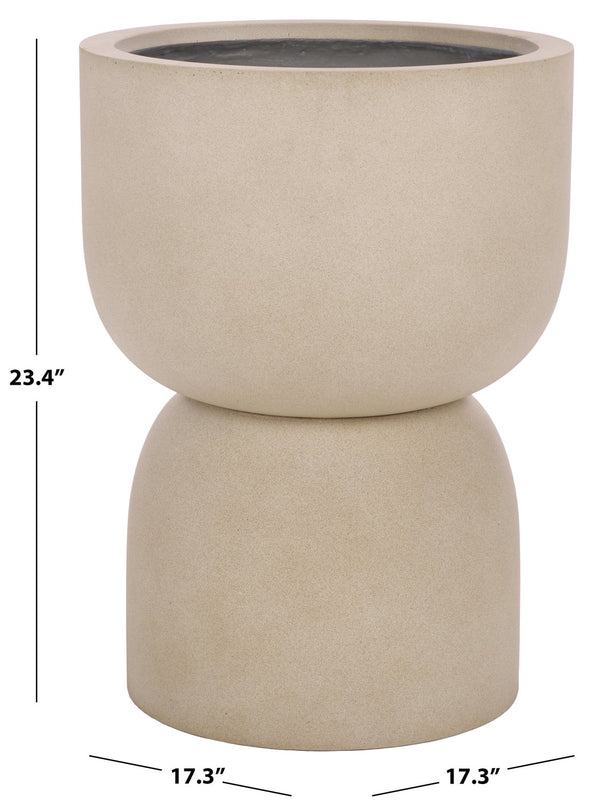 Safavieh Ricco Pedestal Planter In Black - Elevate Your Outdoor Space With Modern Design And Durability Beige Ficonstone Pat1546b