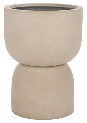 Safavieh Ricco Pedestal Planter In Black - Elevate Your Outdoor Space With Modern Design And Durability Beige Ficonstone Pat1546b