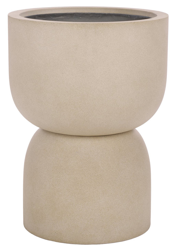 Safavieh Ricco Pedestal Planter In Black - Elevate Your Outdoor Space With Modern Design And Durability Beige Ficonstone Pat1546b