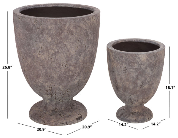Ella Ficonstone Planter Pot With Timeless Aged Finish, Tapered Silhouette For Indoor & Outdoor Spaces