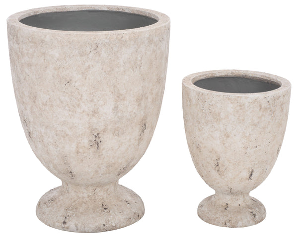 Ella Ficonstone Planter Pot With Timeless Aged Finish, Tapered Silhouette For Indoor & Outdoor Spaces
