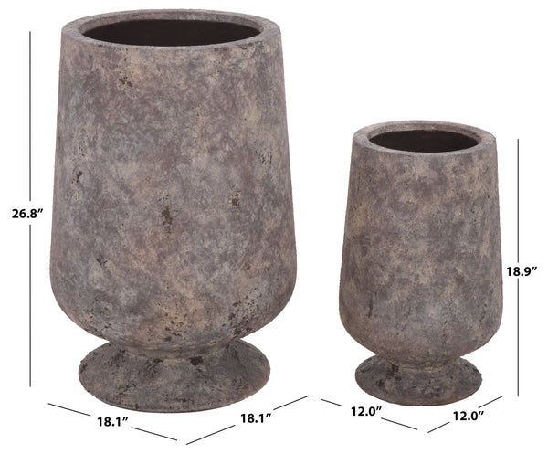 Stark Planter Pot In Ficonstone Finish — Durable Weather-Resistant Tapered Outdoor Indoor Vessel